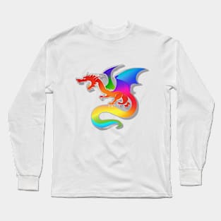 Dragon Rainbow Shadow Silhouette Anime Style Collection No. 450 Long Sleeve T-Shirt